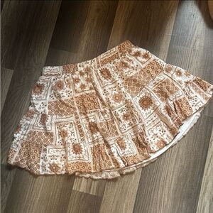 Altar'd State Brown and Cream Skater Skirt